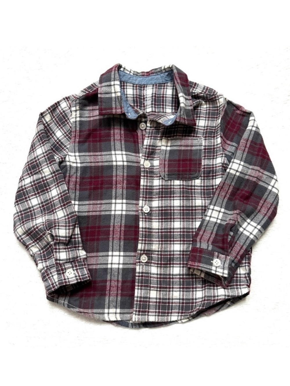 ⭐️ 5 for $25 Wonder Nation Plaid Kids Shirt - Red, Grey, White Size 4 T